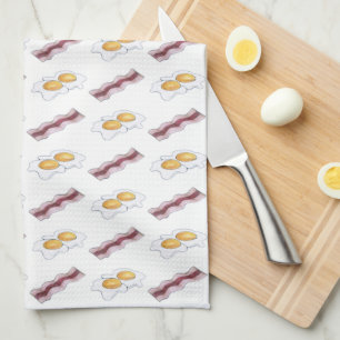 Bacon Strips and Fried Eggs Breakfast Food Pairing Tea Towel
