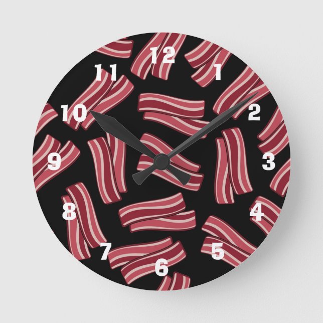Bacon Strips Pattern Round Clock (Front)