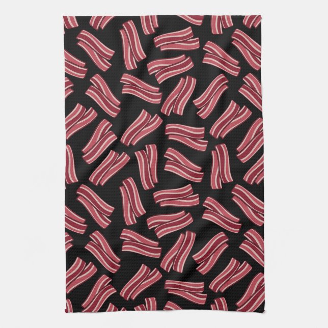 Bacon Strips Pattern Tea Towel (Vertical)