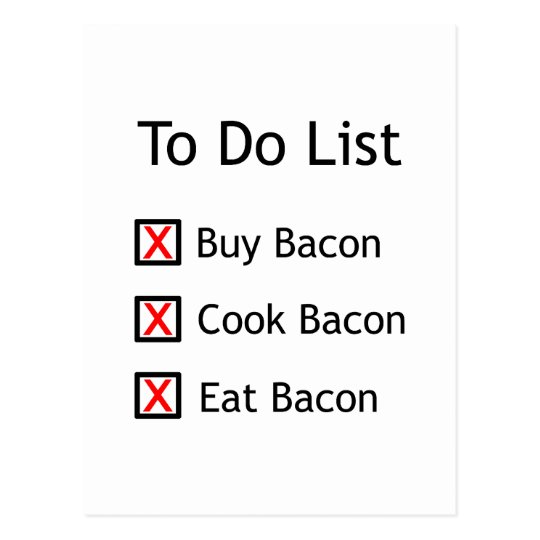 Bacon To Do List Postcard
