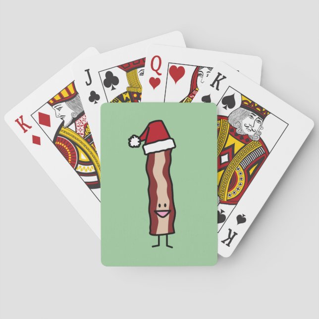Bacon Wearing a Santa Hat Christmas Playing Cards (Back)
