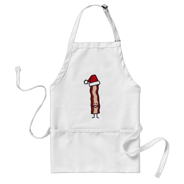 Bacon Wearing a Santa Hat Christmas Standard Apron (Front)