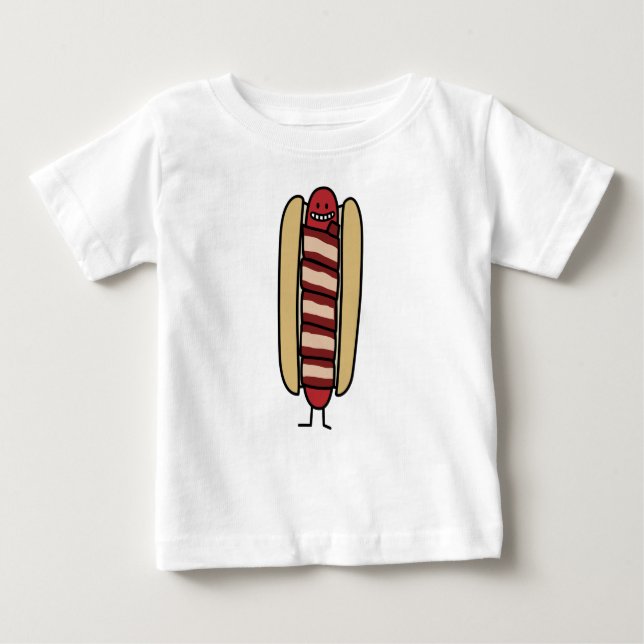Bacon Wrapped Hot Dog Hotdog Wiener Bacon-wrapped Baby T-Shirt (Front)