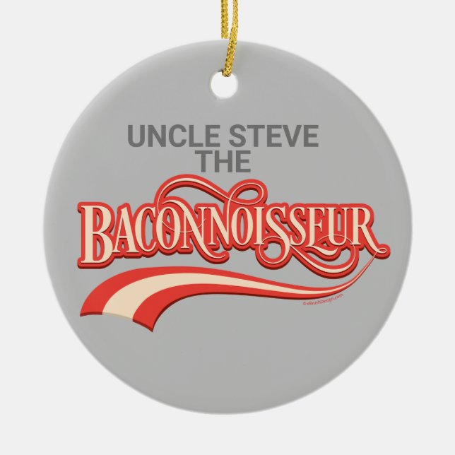 Baconnoisseur (bacon lover) ceramic ornament (Front)
