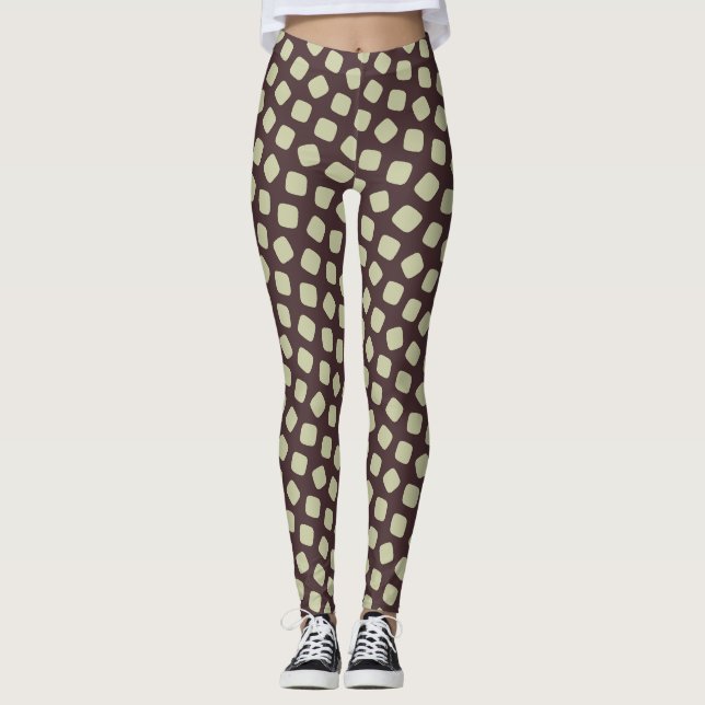Bacteria Beige Brown Minimal Pattern Leggings (Front)
