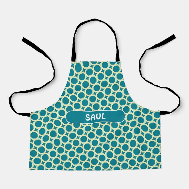 Bacteria Navy White Minimal Pattern Apron (Front)