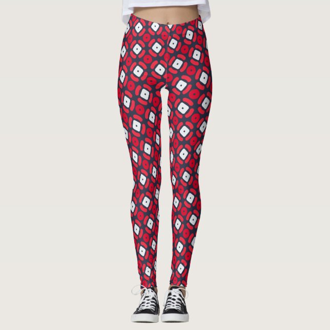 Bacteria Red Blue Minimal Pattern Leggings (Front)