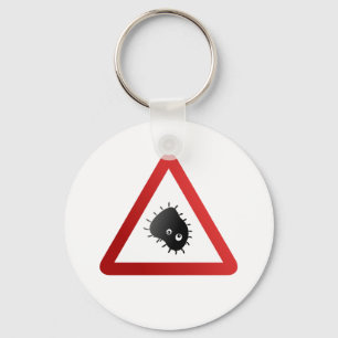 Bacteria Warning Sign Key Ring