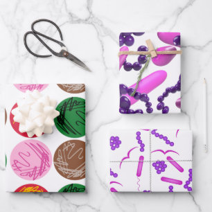Bacterial Culture Plates and Gram Stain Wrapping Paper Sheet