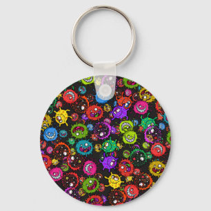 Bacterial Epidemic Cartoon Germ Explosion Key Ring