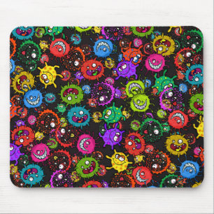 Bacterial Epidemic Cartoon Germ Explosion Mouse Pad