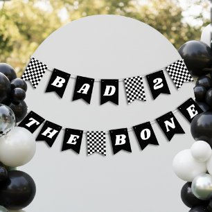 Bad 2 the Bone Chequered 2nd Birthday Bunting