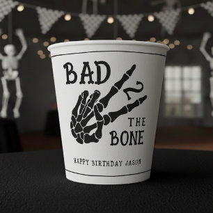 Bad 2 the Bone Skeleton 2nd Birthday Party Paper Cups