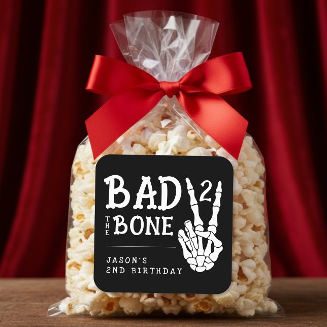 Bad 2 the Bone Skeleton 2nd Birthday Party Square Sticker (Bad 2 the Bone Skeleton 2nd Birthday Party Square Sticker
)