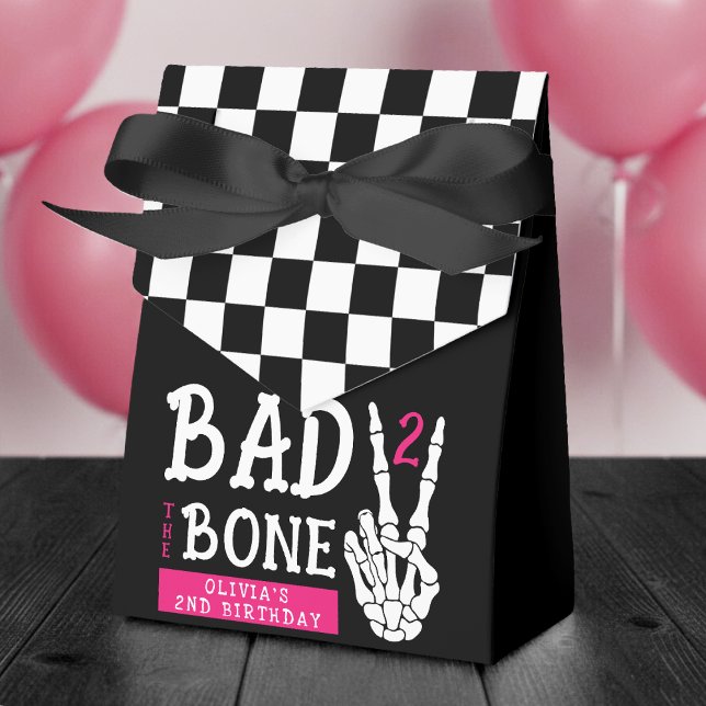 Bad 2 the Bone Skeleton Pink 2nd Birthday Party Favour Box (Creator Uploaded)