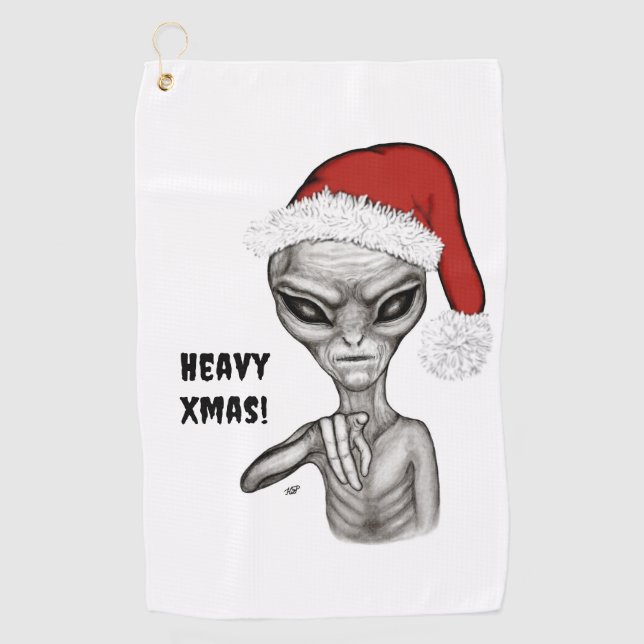 Bad Alien , Heavy Xmas ! Golf Towel (Front)
