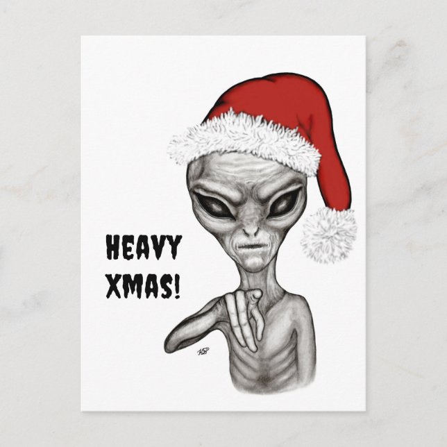 Bad Alien , Heavy Xmas ! Postcard (Front)