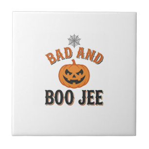 Bad And Boo Jee Halloween Pumpkin Graphic_1 Ceramic Tile