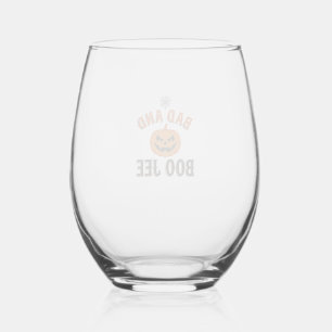Bad And Boo Jee Halloween Pumpkin Graphic_1 Stemless Wine Glass