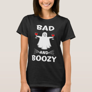 Bad And Boozy Ghost Drink in Halloween T-Shirt