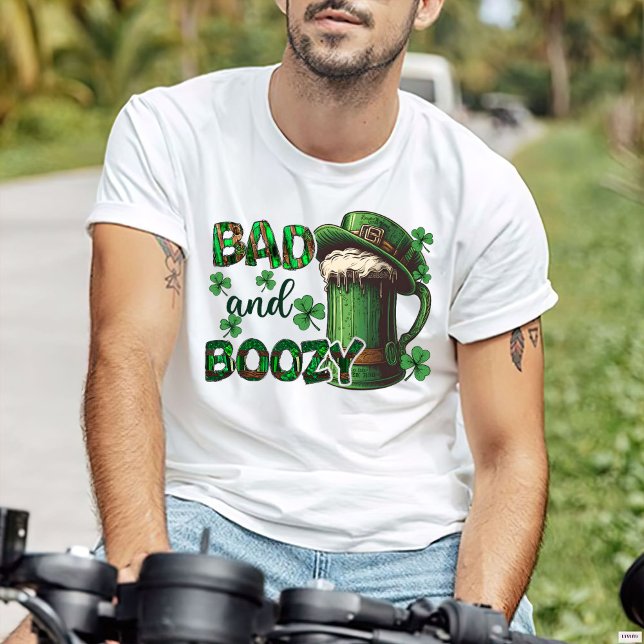 Bad And Boozy Shirt, St Patrick's Day T-Shirt (Creator Uploaded)