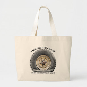 Bad Attitude Like Flat Tire Large Tote Bag