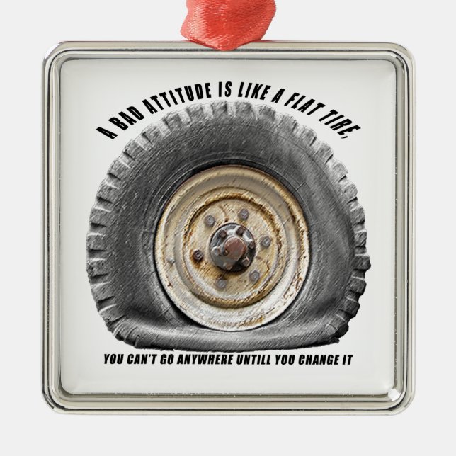 Bad Attitude Like Flat Tire Metal Tree Decoration (Front)