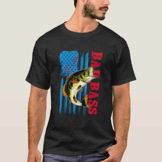 Bad Bass Flag Fishing T-Shirt