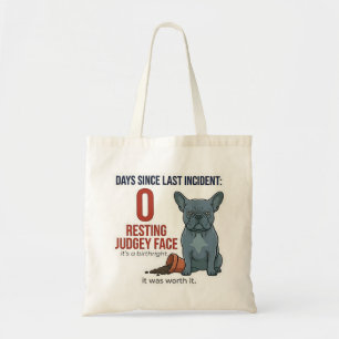 Bad Blue Frenchie No Regrets Funny Dog Mum Tote Bag