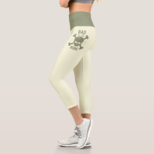 Bad Bone Skull & Crossbones Capri Leggings (Left)