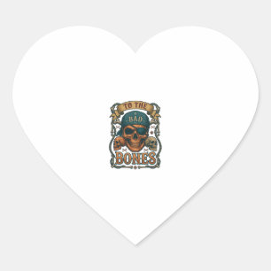 Bad Bones Pirate Skull Bandanna Rope Crossbones Heart Sticker