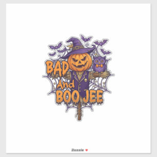 Bad Boo Jee Pumpkin Scarecrow Purple Owl Bats