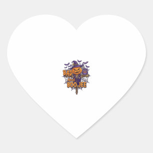 Bad Boo Jee Pumpkin Scarecrow Purple Owl Bats Heart Sticker
