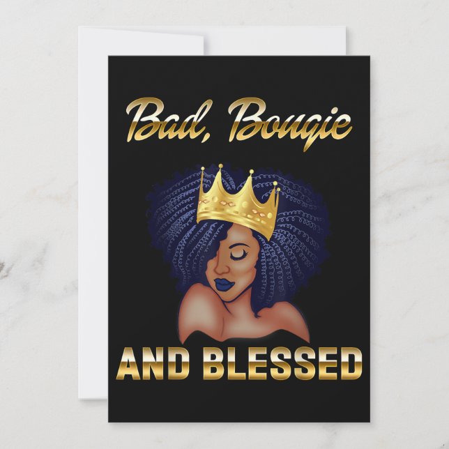 Bad Bougie And Blessed Bougie Gift For Women Black Invitation (Front)