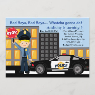 Bad Boys, Bad Boys Policeman Birthday Invitation