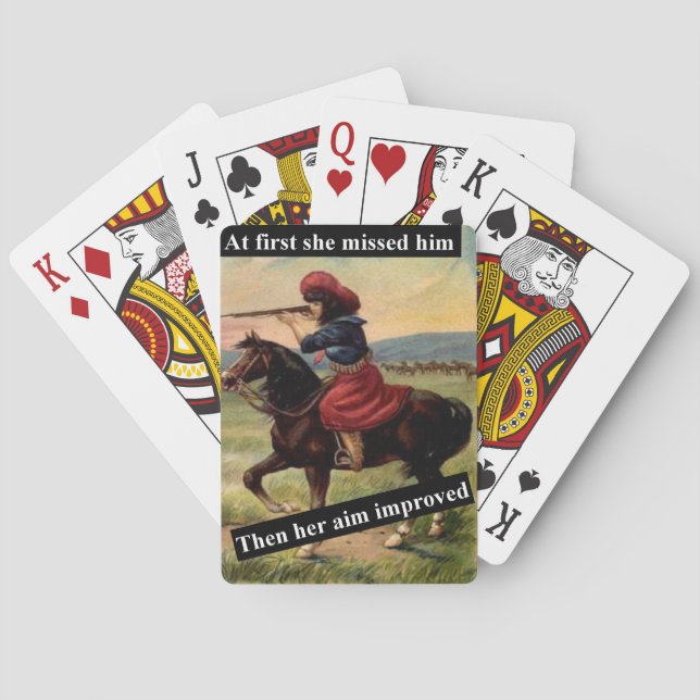 Bad Breakup Cowgirl At First She Missed Him Funny Playing Cards (Back)