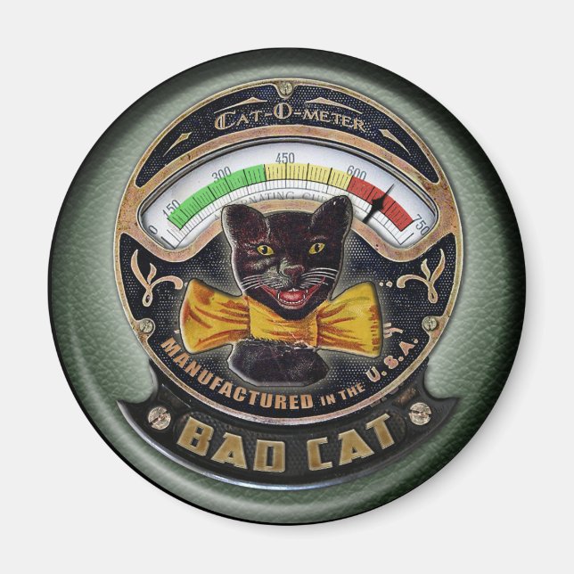 Bad Cat button Magnet (Front)