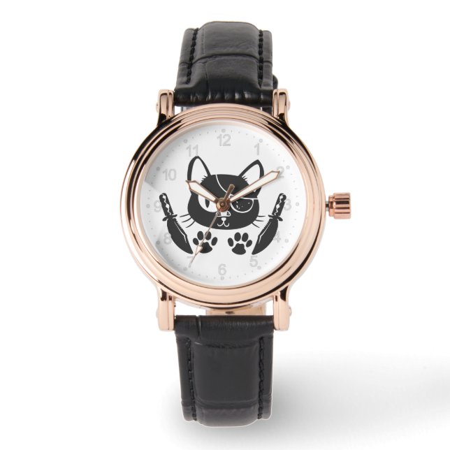 Bad Cat - Choose background colour Watch (Front)