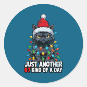 Bad Cat Christmas Lights Bah Humbug 6 7 Meme Gen Z Classic Round Sticker