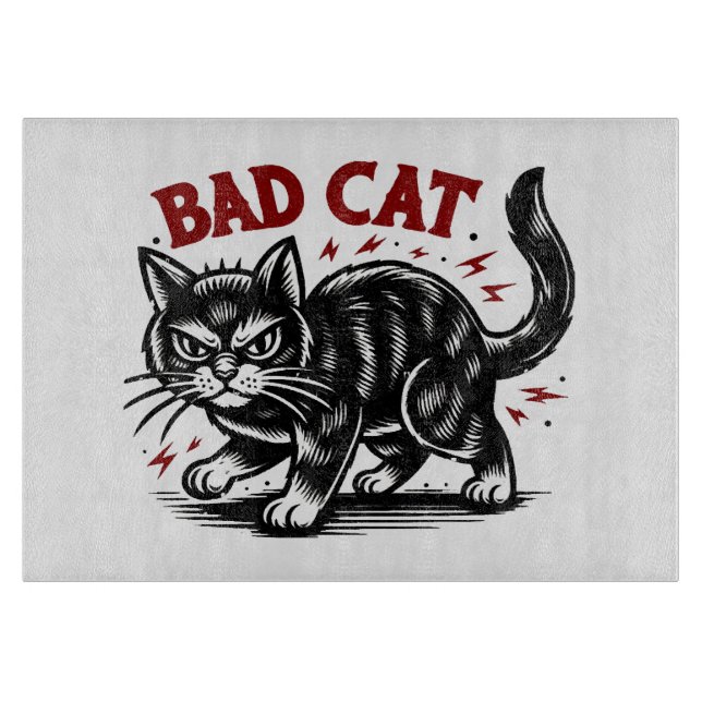 Bad Cat Cutting Board (Front)