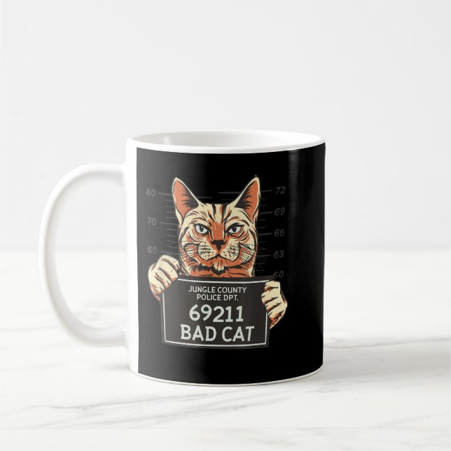 Bad cat Funny Cat Prison Jail Prisoner Bad Kitty Coffee Mug (Left)