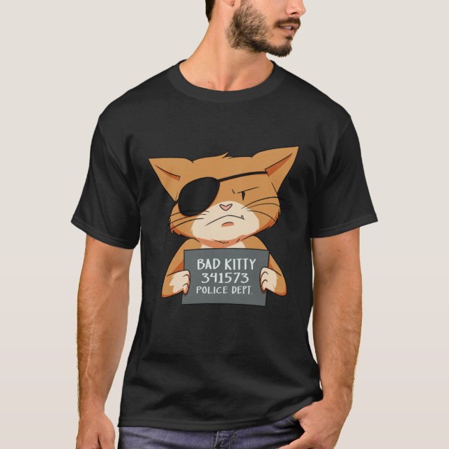 Bad Cat Gangster Mugshot Kitty For Pet T-Shirt (Front)