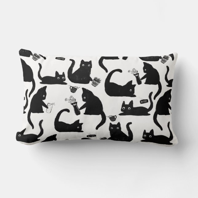 Bad Cats Knocking Stuff Over Lumbar Cushion (Front)