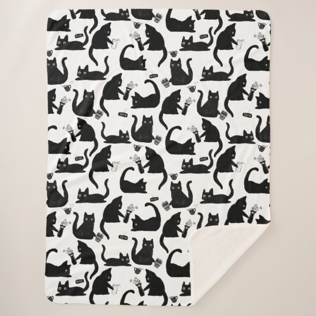 Bad Cats Knocking Stuff Over Sherpa Blanket (Front)