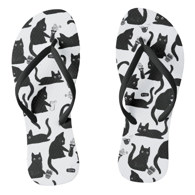Bad Cats Knocking Stuff Over Thongs (Footbed)