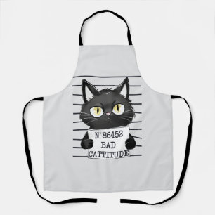 Bad Cattitude – Black Cat Mugshot Apron