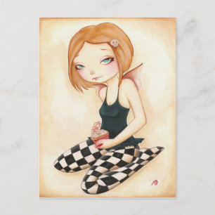 Bad cupcake - fairy fantasy cupcake postcard