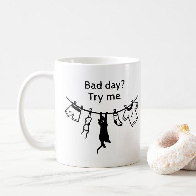 Bad Day Cat Coffee Mug (With Donut)
