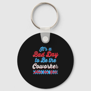 Bad day coworker near grill funny 4th of july bbq key ring