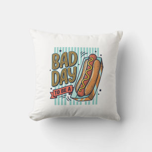 Bad Day Hot Dog Retro Vector Shirt Design_1 Cushion